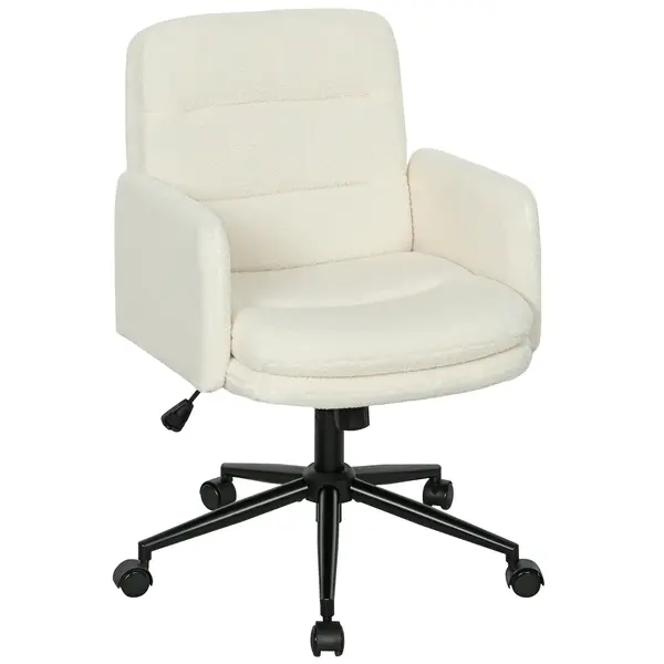 HOMCOM Scaun de birou, fotoliu de birou pivotant cu înălțime reglabilă, funcție de basculare, 61,5 x 65 x 91-101 cm, crem | Aosom Romania