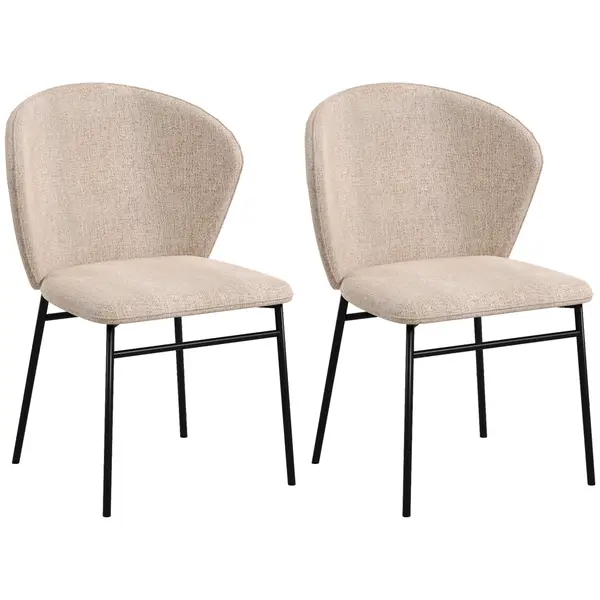 HOMCOM Scaun de masă, Design contemporan și elegant, Material textil cu efect de in, Oțel, 52 x 55 x 80 cm, Maro deschis | Aosom Romania
