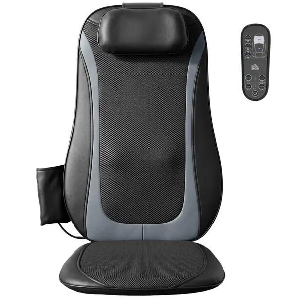HOMCOM Scaun de Masaj cu Încălzire, Shiatsu și Frământare pentru Spate, Vibrație pentru Șolduri și Coapse, Negru | Aosom Romania