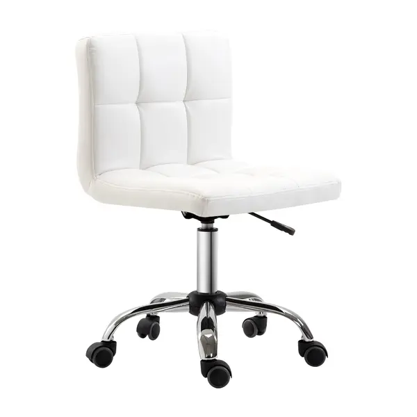 HOMCOM scaun rotativ din piele sintetica, 46x51x76-88cm, alb | Aosom Romania