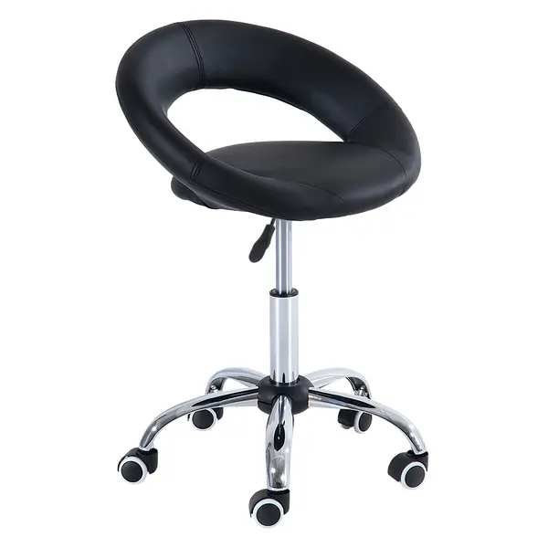 HOMCOM Scaun rotativ pentru living, ecopiele, inaltime reglabila, negru, 50x54x66-78cm | AOSOM RO