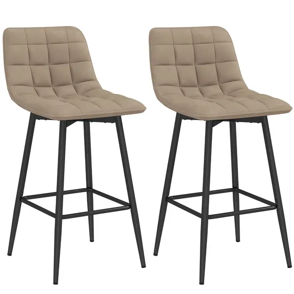HOMCOM Scaune de bar nordic 84 cm maro din catifea si metal | Aosom Romania
