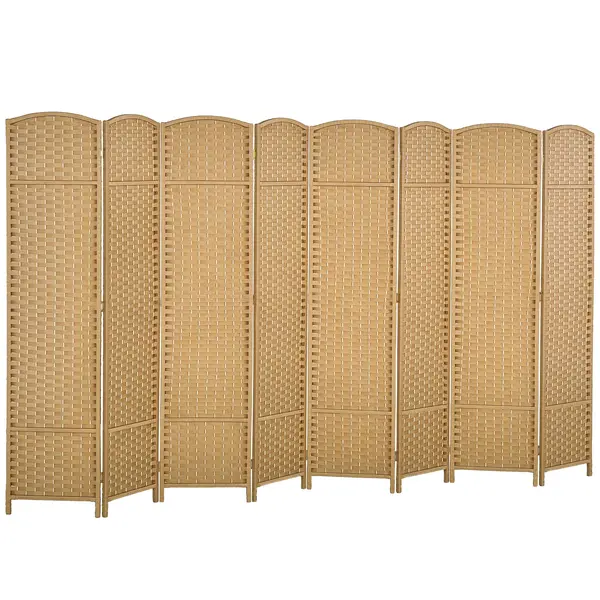 HOMCOM Separator de camere 8 părți pliabil, Divizor de spații, Divizor pentru sufragerie, Dormitor, Birou de acasă, Lemn natural | Aosom Romania