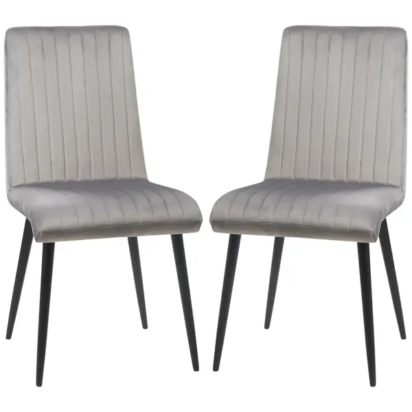 HOMCOM Set 2 Scaune Elegante pentru Dining, Catifea Gri și Picioare din Oțel, Confortabile, Suportă până la 120kg | Aosom Romania