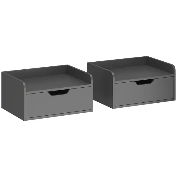 HOMCOM Set de 2 noptiere suspendate tables de nuit suspendues sertar blat aspect lemn dim. 40L x 30l x 19,5H cm | Aosom Romania