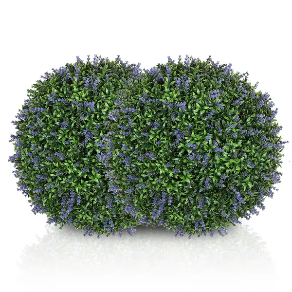 HOMCOM Set de 2 Plante Artificiale Sferice cu Flori de Lavandă, Ø42 cm, Violet | Aosom Romania