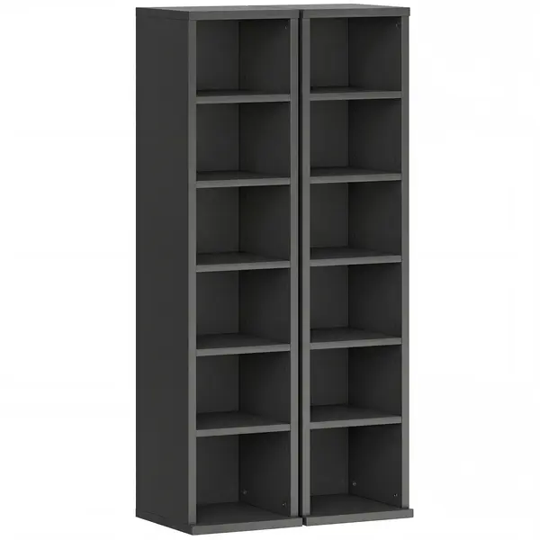 HOMCOM Set de 2 rafturi coloane dulap de depozitare CD-DVD 12 compartimente 21 x 22,5 x 88,5 cm capacitate 204 CD-uri negru | Aosom Romania