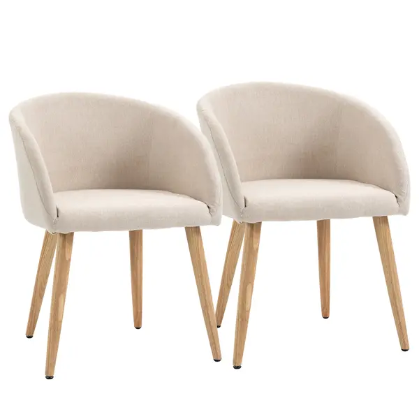 HOMCOM Set de 2 Scaune de Dining Stil Scandinav, Tapițate cu Material Textil, 55x56x74 cm, Bej | Aosom Romania