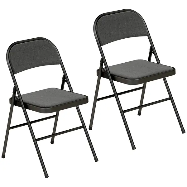 HOMCOM Set de 2 scaune pliante pentru sufragerie, portabile, cadru din oțel dim. 45l x 46P x 78H cm negru | Aosom Romania