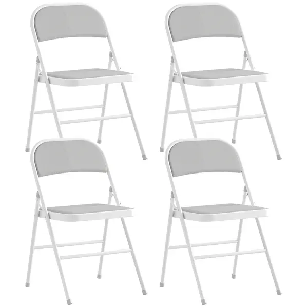 HOMCOM Set de 4 scaune pliabile scaune de sufragerie portabile cadru din oțel 45 x 46 x 78 cm alb | Aosom Romania