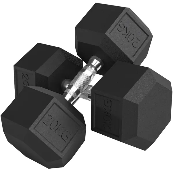 HOMCOM Set de Gantere de 2x20 kg, Set Greutăți Fitness cu Mâner Antialunecare, din Metal, pentru Antrenament Acasă și la Sală, Negru | Aosom Romania