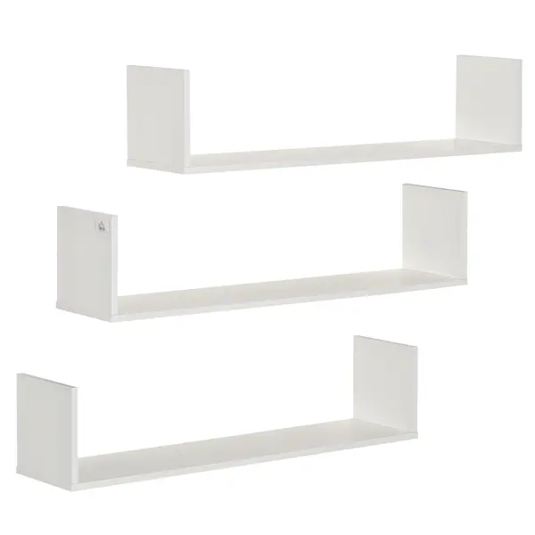 HOMCOM Set di 3 Rafturi de Perete pentru Obiecte, Rafturi de Perete din Lemn, 80x18x18 cm, Alb | Aosom Romania