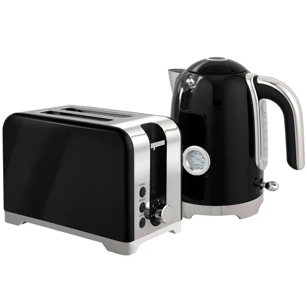 HOMCOM Set fierbător și prăjitor cu termometru, 1,7 l, fierbător 2200 W, prăjitor 2 felii cu 7 trepte de rumenire | Aosom Romania