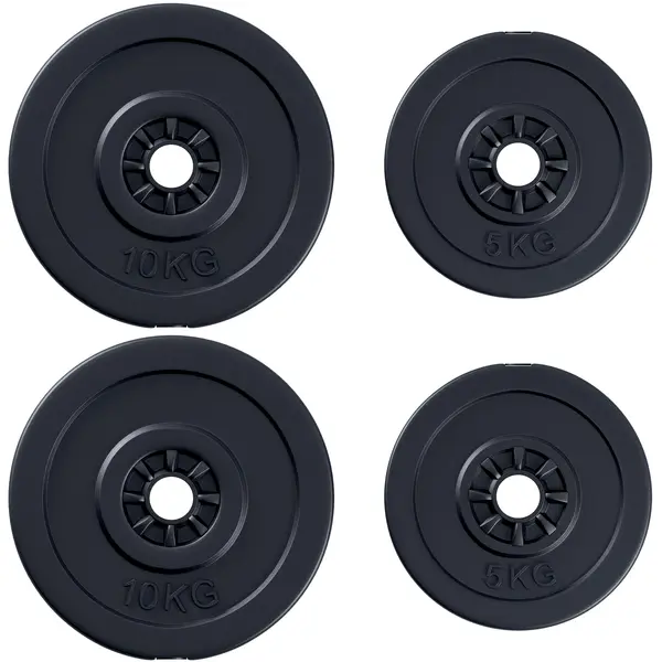 HOMCOM Set Greutăți pentru Haltere 30KG, 4 Discuri - 2x5kg și 2x10kg, Antrenament Fitness | Aosom Romania