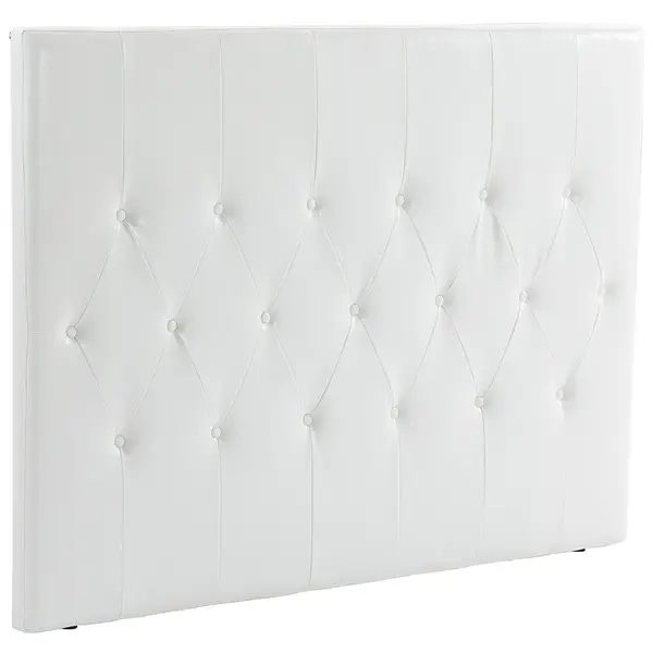 HOMCOM Spătar Pat Matrimonial Capitonată cu Design cu Nasturi, Căpătâi Pat din Piele PU și MDF, 160x7x120 cm, Alb | Aosom Romania