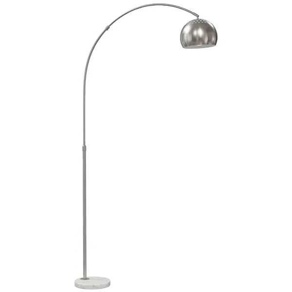 HOMCOM Stehlampe, Bogen-Design mit Marmorsockel, 167 cm, Silber | Aosom Romania