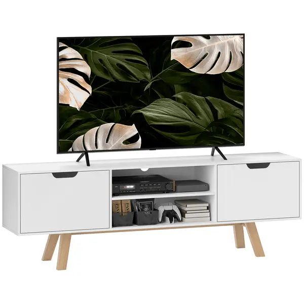 HOMCOM Suport TV cu sertare și rafturi deschise, MDF, 150 x 39 x 50 cm, Alb | Aosom Romania