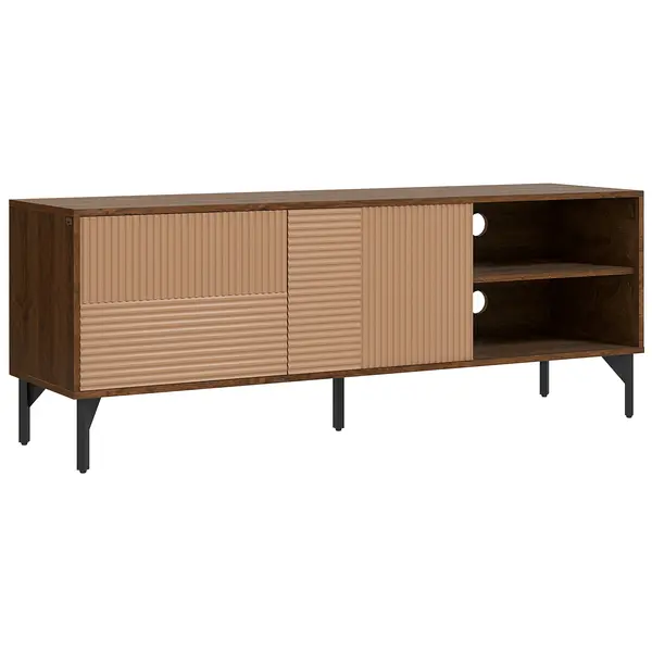 HOMCOM Suport TV Modern cu Rafturi Deschise, pentru Televizoare până la 65", Design Elegant, Maro | Aosom Romania