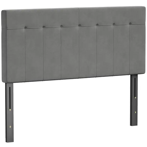 HOMCOM Tăblie reglabilă în 3 trepte tăblie de pat cu picioare din metal aspect catifelat pentru dormitor 140x10x106/116/126 cm Gri | Aosom Romania