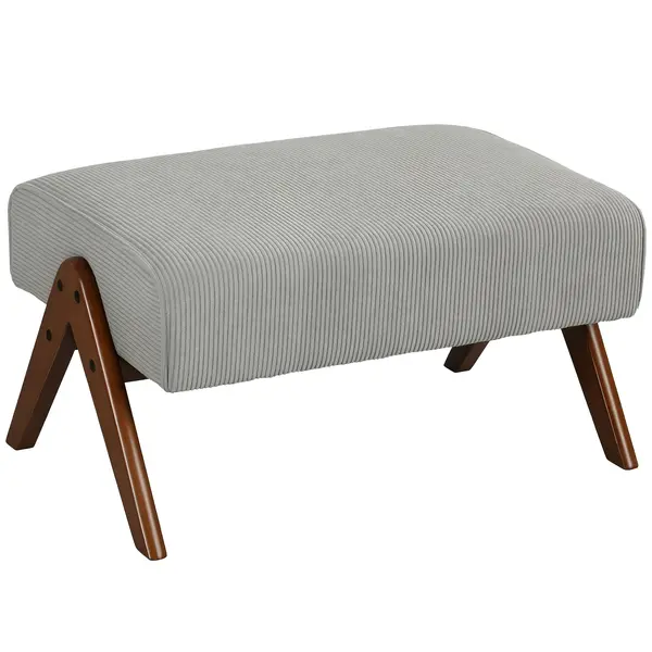 HOMCOM Taburet de Fotoliu cu Scaun Acolățat Picioare din Lemn pentru Sufragerie Dormitor 69x47x36 cm Gri | Aosom Romania