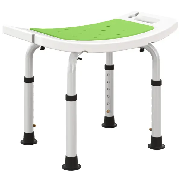 HOMCOM Taburet pentru Duș din Aluminiu și Plastic Antiderapant, Reglabil 6 Niveluri 39-52cm, Verde | Aosom Romania