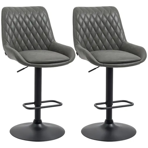 HOMCOM Tabureți de Bar Tabureti de Bucatarie, Design Tabureti de Inaltime, cu Suport pentru Picioare, 51 cm x 59 cm x 117 cm, Gri închis + Negru | Aosom Romania
