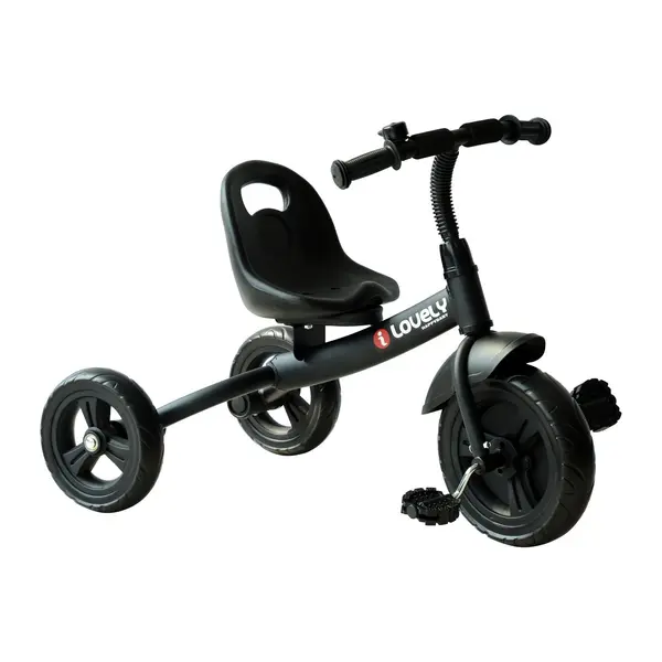 HOMCOM Tricicletă pentru Copii cu Clopoțel, Apărătoare, Roți Speciale, 79x50.5x58 cm, Negru | Aosom Romania