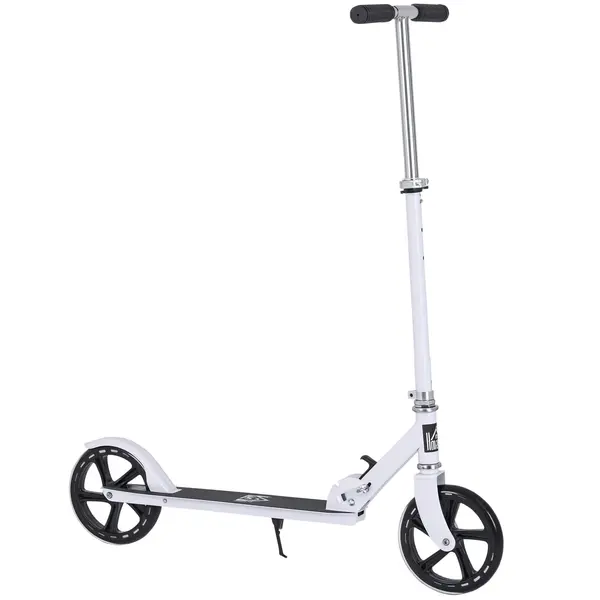 HOMCOM Trotinetă Pliabilă, Ghidon Reglabil pe 4 Nivele, Sistem de Frânare în Spate pentru Copii și Adolescenți, Greutate Max. 100 kg, Dim. 88L x 37l x 75-100H cm, Alb | Aosom Romania
