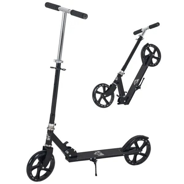 HOMCOM Trotinetă Pliabilă pentru Copii de 7-14 Ani Scuter Infantil Ghidon Ajustabil în Înălțime de 4 Nivele cu Frână 88x37x75-100 cm Negru | Aosom Romania