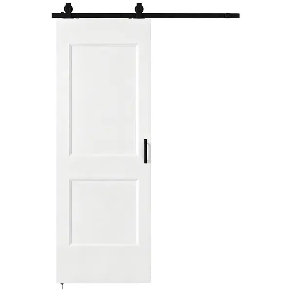 HOMCOM Ușă Culisantă de Interior din Lemn de Pin cu Șină Silențioasă, Ghidaj, Kit Accesorii, Alb | Aosom Romania