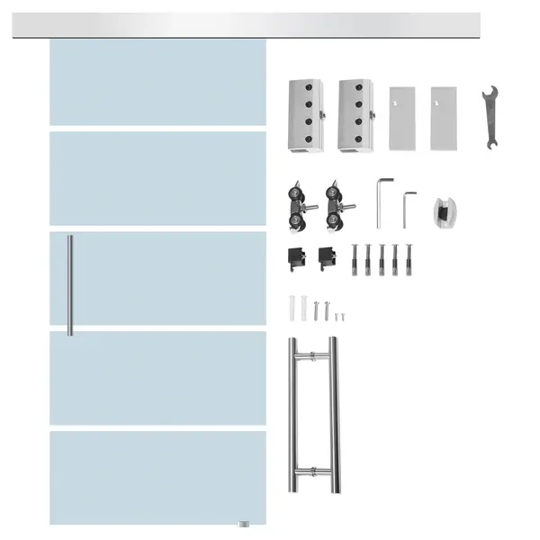 Homcom Usa Glisanta din Sticla Satinata – 102,5×205 cm cu Dungi Decorative | Aosom Romania