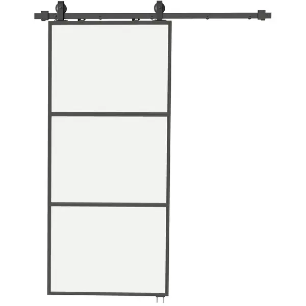 HOMCOM Ușă Glisantă Exterioară pentru Perete 91.4x203.2cm In Sticlă Mată Per Bucătărie | Aosom Romania