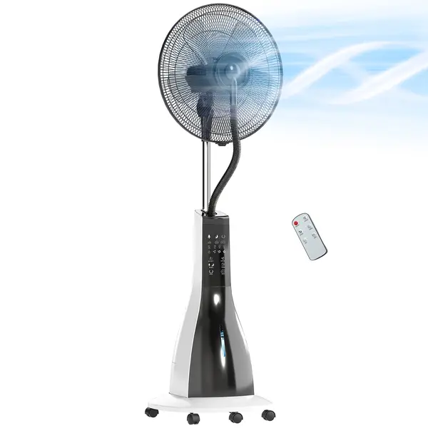 HOMCOM Ventilator cu Pulverizare de Apă, 3 Moduri și 3 Viteze, Alb și Negru | Aosom Romania