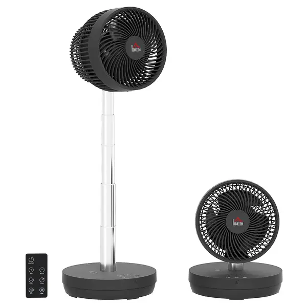 HOMCOM Ventilator de birou cu telecomandă și baterie reincarcabilă, alimentat de USB, inclinație și înălțime reglabile, negru | Aosom Romania