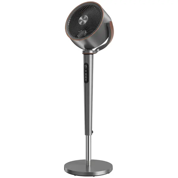 HOMCOM Ventilator de podea circulator de aer cu 12 trepte de viteză afișaj LED telecomandă 70°+90° oscilare Gri | Aosom Romania