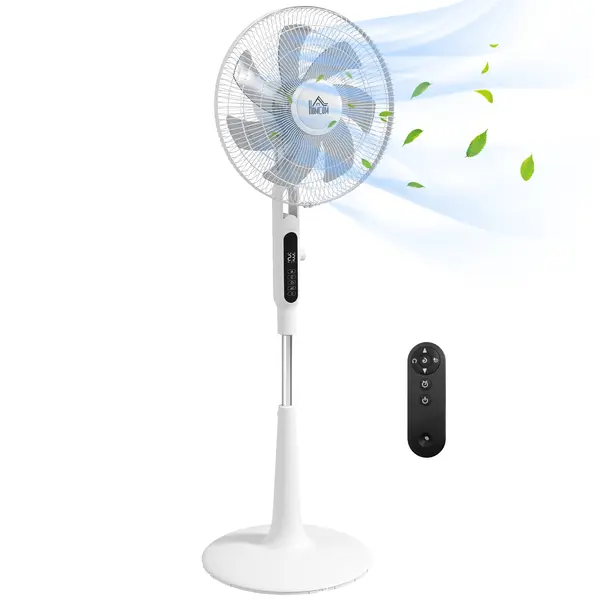 HOMCOM Ventilator de Podea cu Telecomandă Oscilant 28 Viteze 3 Moduri Temporizator și Funcție Antimosquitos Alb | Aosom Romania