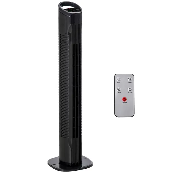 HOMCOM, Ventilator de Turn, 3 Funcții și 3 Viteze, Plastic PP, 20 x 20 x 78,5 cmm, Negru | Aosom Romania