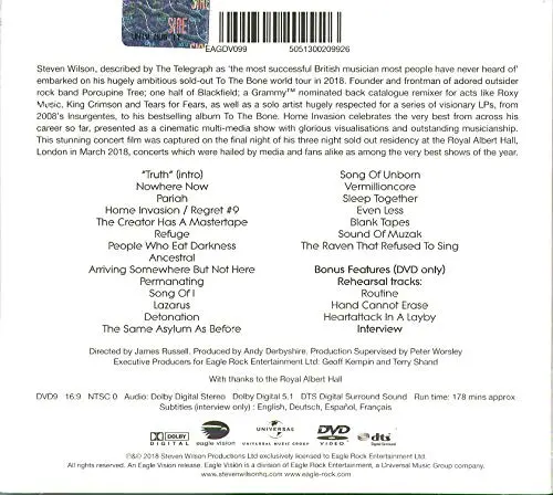 Home Invasion - In Concert At The Royal Albert Hall (CD+ DVD) | Steven Wilson