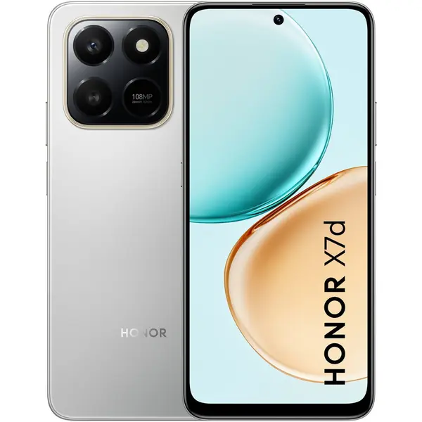 Honor Telefon mobil Honor X7d, 6,77, 8GB RAM, 256GB RAM, Dual SIM, 4G, 8MP/108MP+2MP, 6350 mAh, Argintiu