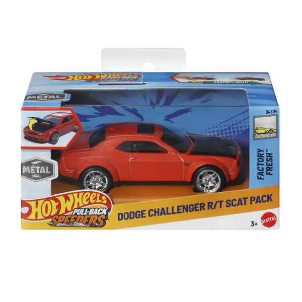 HOT WHEELS MASINUTA METALICA CU SISTEM PULL BACK DODGE CHALLENGER R T SCAT PACK FACTORY FRESH SCARA 1 LA 43