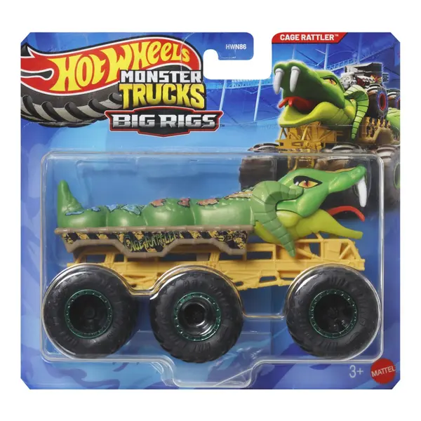 HOT WHEELS MONSTER TRUCK BIG RIGS MASINUTA METALICA CU 6 ROTI CAGE RATTLER SCARA 1 LA 64