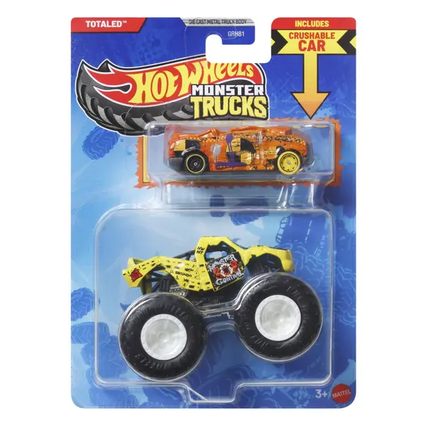 HOT WHEELS MONSTER TRUCK SI MASINUTA METALICA TOTALED GALBEN