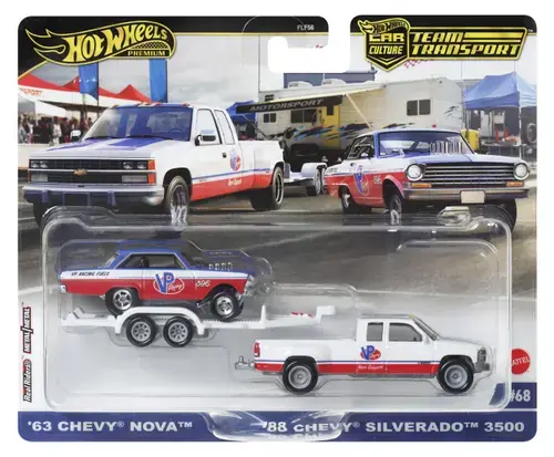 Hot Wheels Transportator Chevy Silverado 3500 88 Cu Masinuta Chevy Nova 63 Scara 1:64