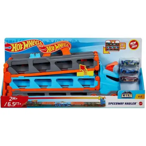 Hot Whels 2 In 1 Mega Transportator Masini Pista