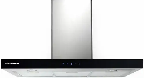 Hota decorativa Heinner DCH-6590TIX, Putere absorbtie 642.4 m3/h, 1 motor, 3 trepte de viteza (Inox/Negru)