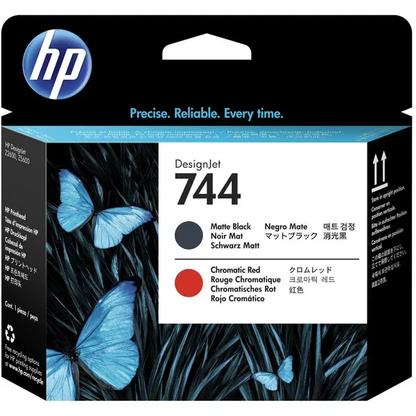HP Cap Printare HP 744, Negru Mat/Rosu