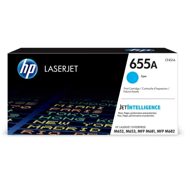 HP CARTUS TONER CYAN NR.655A CF451A 10,5K ORIGINAL HP LASERJET ENTERPRISE M652N
