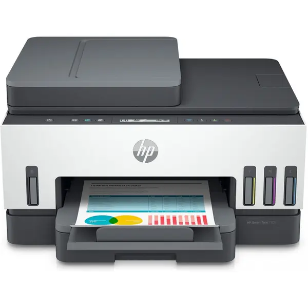HP Imprimanta multifunctionala HP Smart Tank 7305, All-in-One thermal Inkjet, color, A4, 4800x1200 dpi, 24x42.7x36.4cm, Alb-Gri
