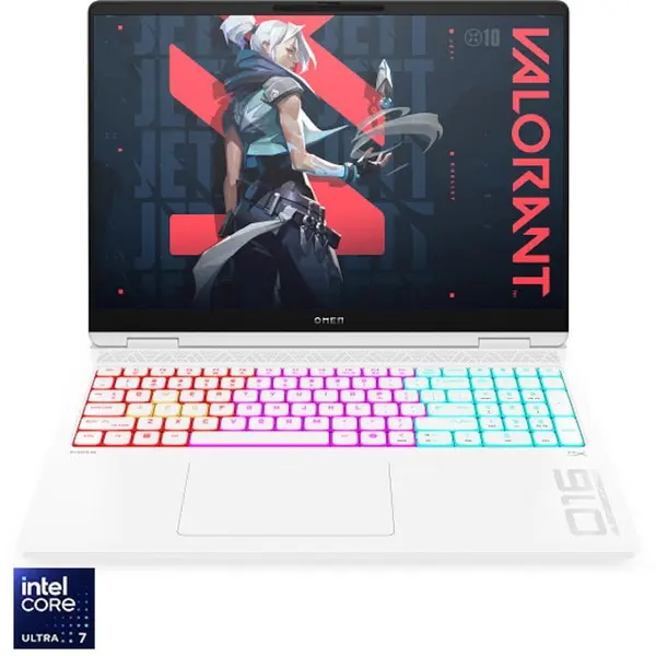 HP Laptop Gaming HP Omen 16-ah0016nn, procesor Intel® Core™ Ultra 7 - 255HX pana la 5.2GHz, 16 inch, 2.5K, 32GB DDR5 RAM, 1TB SSD, NVIDIA® GeForce RTX™ 5070 8GB GDDR7, Free DOS, Alb