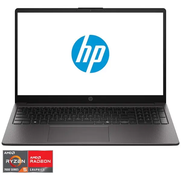HP Laptop HP 255R G10, Procesor AMD Ryzen™ 5 7535U, Display 15.6 Full HD (1920x1080), Memorie RAM 8GB DDR5, Capacitate 512GB SSD, Placa video integrata AMD Radeon™ 660M Graphics, No OS, Dark ash silver (INT Keyboard)